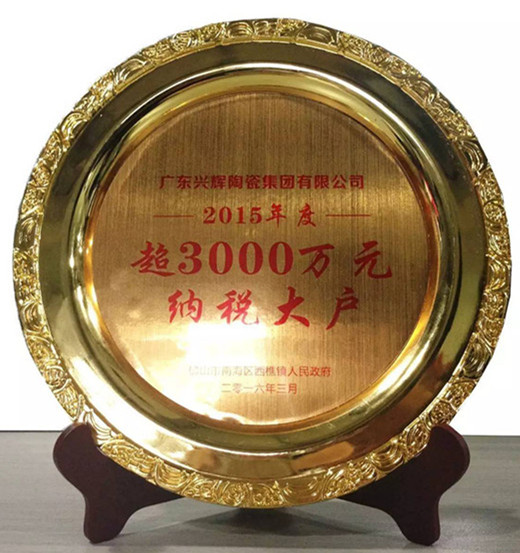 兴辉集团荣获2015年度超3000万纳税大户